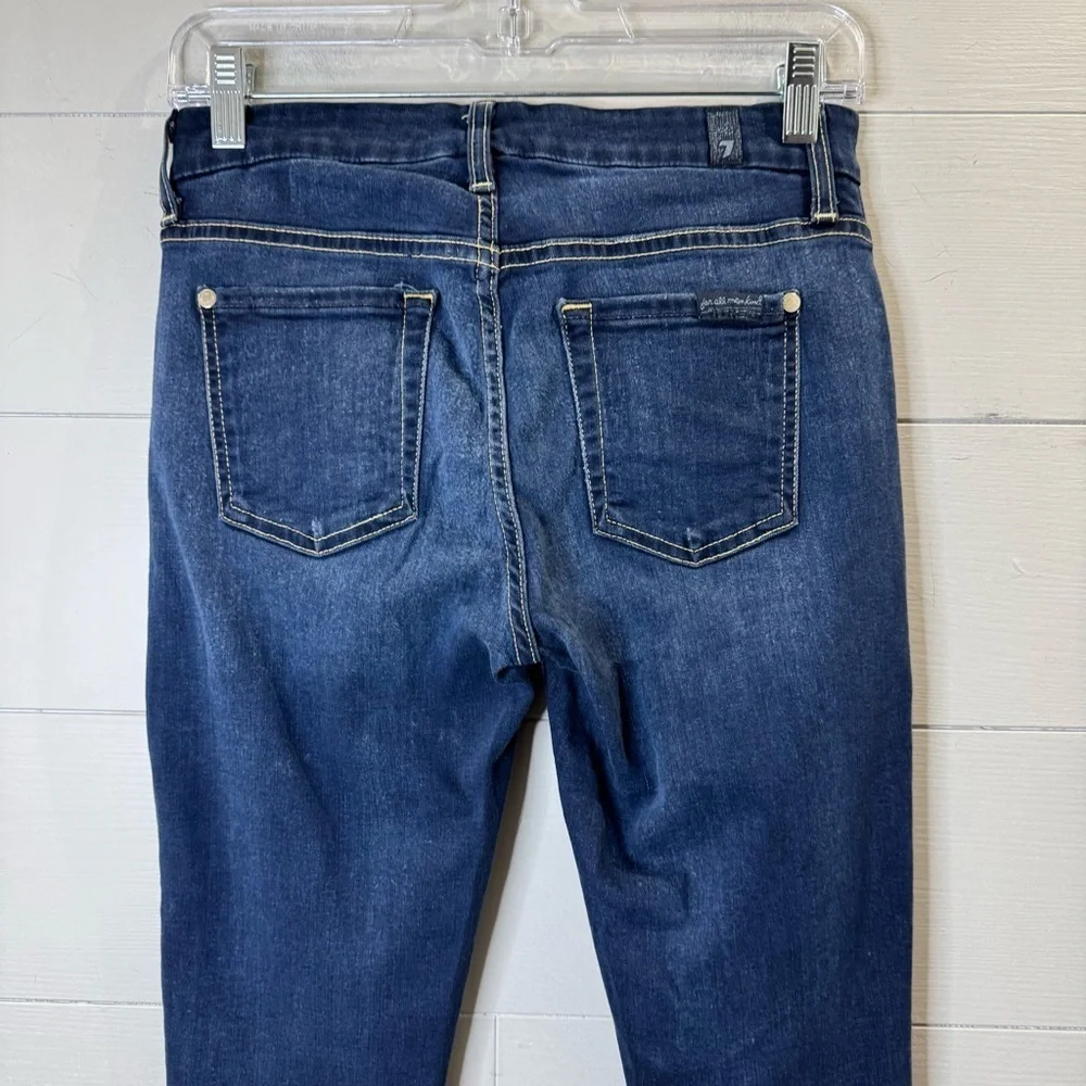 7 For All Mankind Women's High Rise Ankle Skinny Dark Blue Women's Jeans